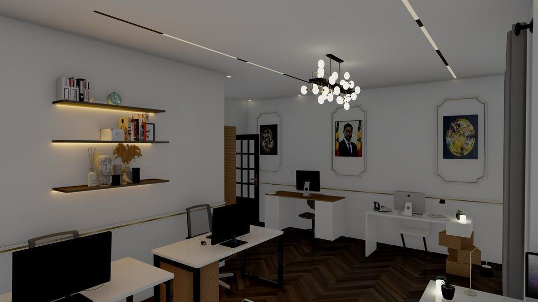 Bureau partagé — bibliothèque bois